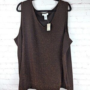 NEW Avenue Sparkly Copper Sleeveless Top - 3X